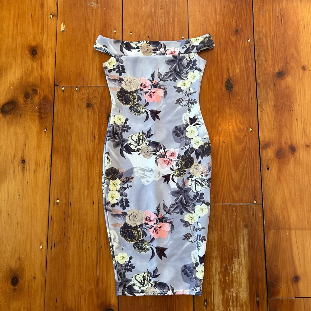 Boohoo Bodycon Floral Off-Shoulder midi Dress
